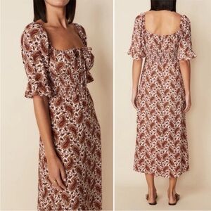 FAITHFULL THE BRAND Juniper Midi Dress Sable Paisley